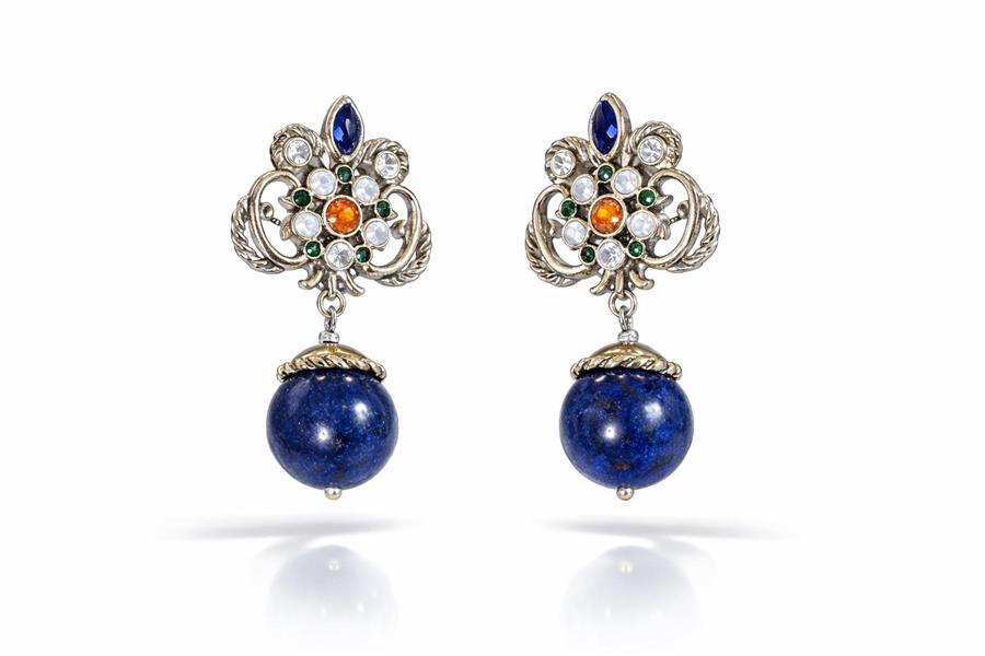 Catherine Lapis Lazuli Taşlı Tasarım Mini Sallantılı Küpe